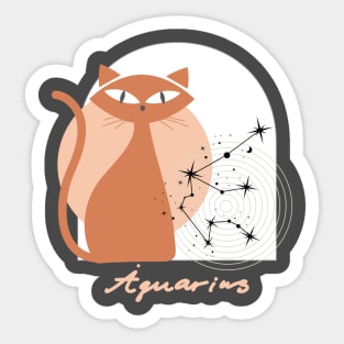 Aquarius Zodiac Cat Modern Astrology Horoscope Kitty Sticker